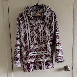 Striped Burgundy and White Women's Sweater